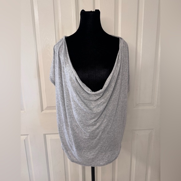 We The Free Free People Top Sz S Grey Cowl Neck Cap Sleeve Boho Tee Shirt - Picture 2 of 11
